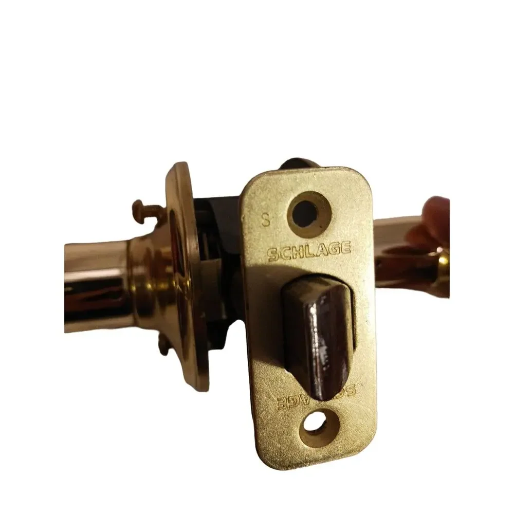 Schlage Brass DOOR KNOB‎ Bed Bath GOLD FRENCH Lever Push Button Lock Vintage